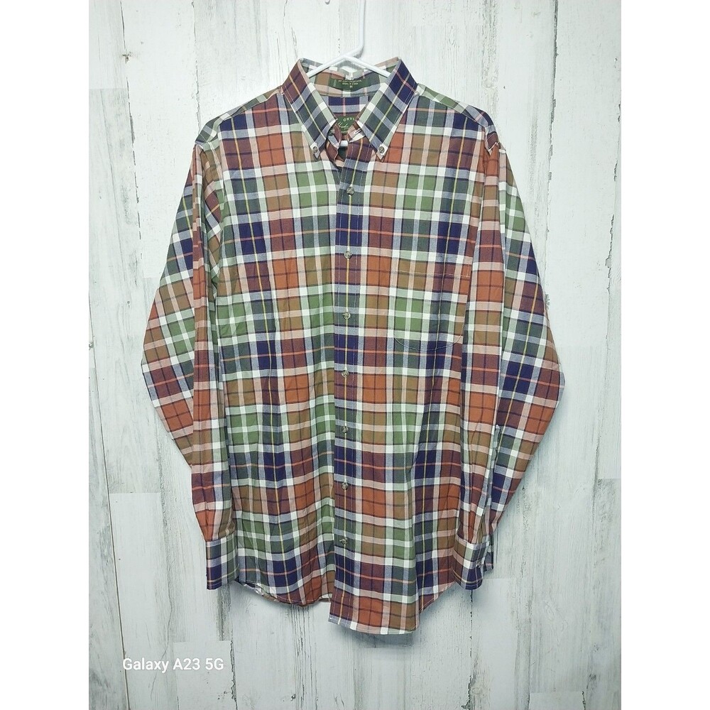 Orvis Long Sleeve Cotton Wool Blend Plaid Button Down Shirt Size Medium